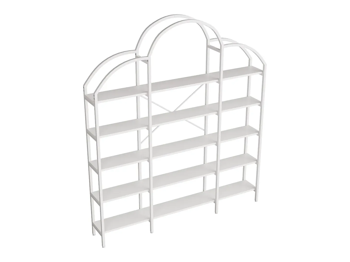 Estante em forma de nuvem com 5 prateleiras - MDF e metal - Branca