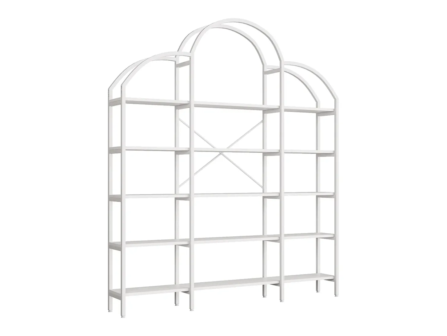 Estante em forma de nuvem com 5 prateleiras - MDF e metal - Branca