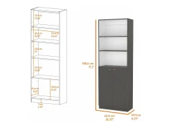 Estante em melamina Home com armário inferior e 3 prateleiras exteriores , 180.59 cm X 62.78 cm X 29.89 cm , Multicolor