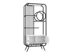 Estante em metal e MDF - 3 prateleiras e 2 portas - Preto e branco