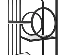Estante em metal e MDF - 3 prateleiras e 2 portas - Preto e branco