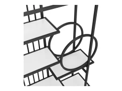 Estante em metal e MDF com 6 prateleiras - Preto e branco