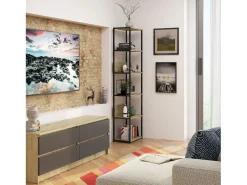 Estante estilo loft com prateleiras de madeira 50 cm Preto, Carvalho Artisan 50x32x192 cm