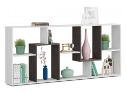 Estante Fremont, Estante multiposições com 8 compartimentos, Estante de escritório, Prateleira divisória, 80x25h180 cm, Branco e Ã"xido