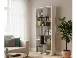 Estante Fremont, Estante multiposições com 8 compartimentos, Estante de escritório, Prateleira divisória, 80x25h180 cm, Branco e Ã