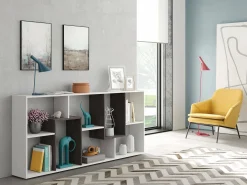 Estante Fremont, Estante multiposições com 8 compartimentos, Estante de escritório, Prateleira divisória, 80x25h180 cm, Branco e Ã