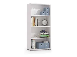 Estante Giacinto, Biblioteca com 3 prateleiras reguláveis, Estante para livros, Armário de parede com prateleiras, 100% Fabricado em Itália, 60x30h130 cm, Branco