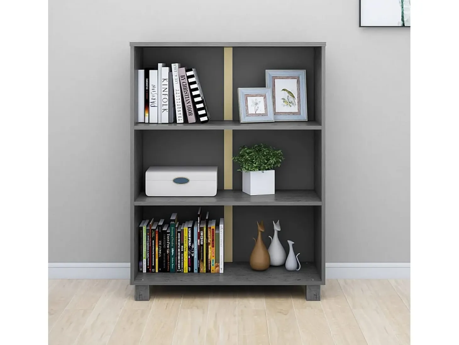 Estante HAMAR 85x35x112 cm pinho maciço cinza-escuro PT668754