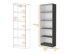 Estante Home em melamina com 5 prateleiras , 180.59 cm X 62.73 cm X 29.71 cm , Multicolorido