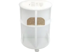 Estante infantil redonda com 4 prateleiras e rodas, 40 cm, melamina branca/rosa