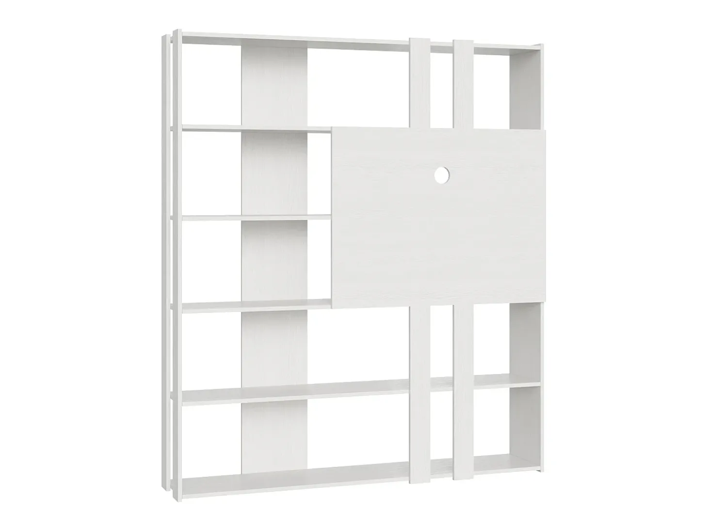 Estante Kato L com suporte para TV cinza branca