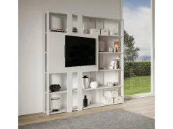 Estante Kato N com suporte para TV cinza branca