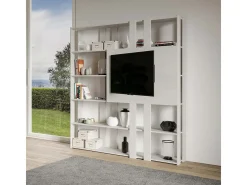 Estante Kato N com suporte para TV cinza branca