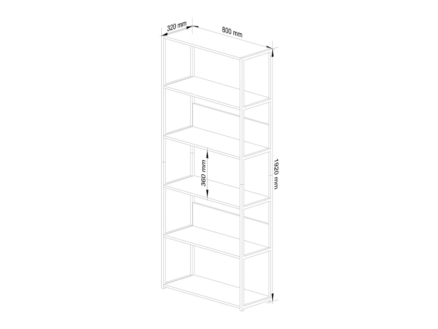 Estante Loft Metálica 80 cm - Branco/Carvalho Sonoma - 6 Prateleiras