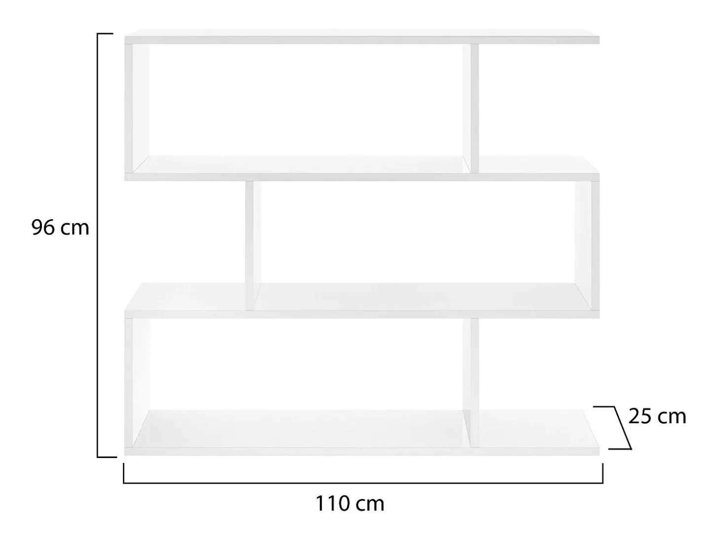 Estante Misone, Estante de escritório multiuso, Estante com 3 prateleiras, 110x25h96 cm, Branco