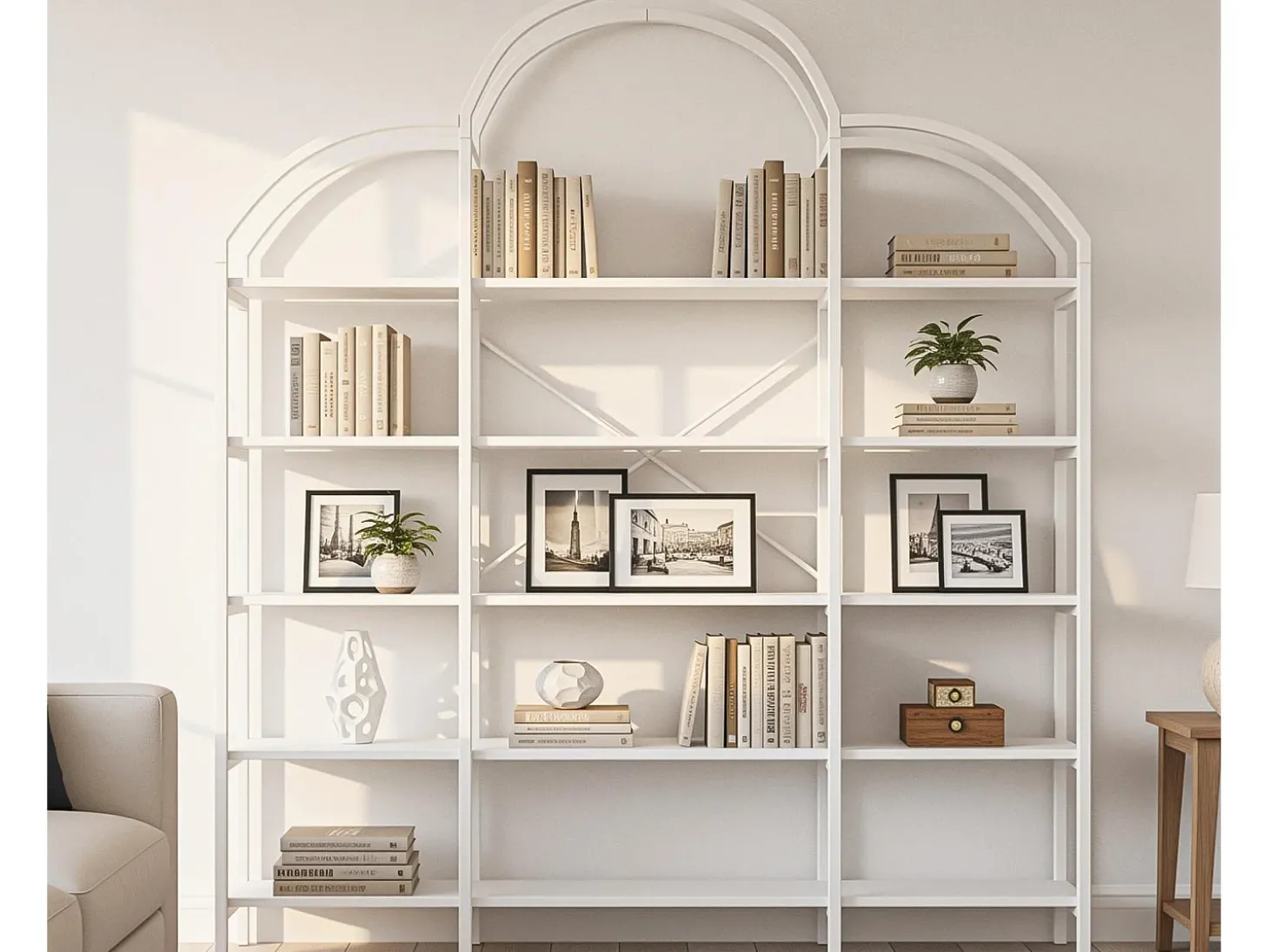 Estante moderna em metal 170×26×190 cm - formato nuvem - 5 níveis de armazenamento - branco