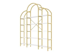 Estante moderna em metal 170×26×190 cm - formato nuvem - 5 níveis de armazenamento - dourado + branco