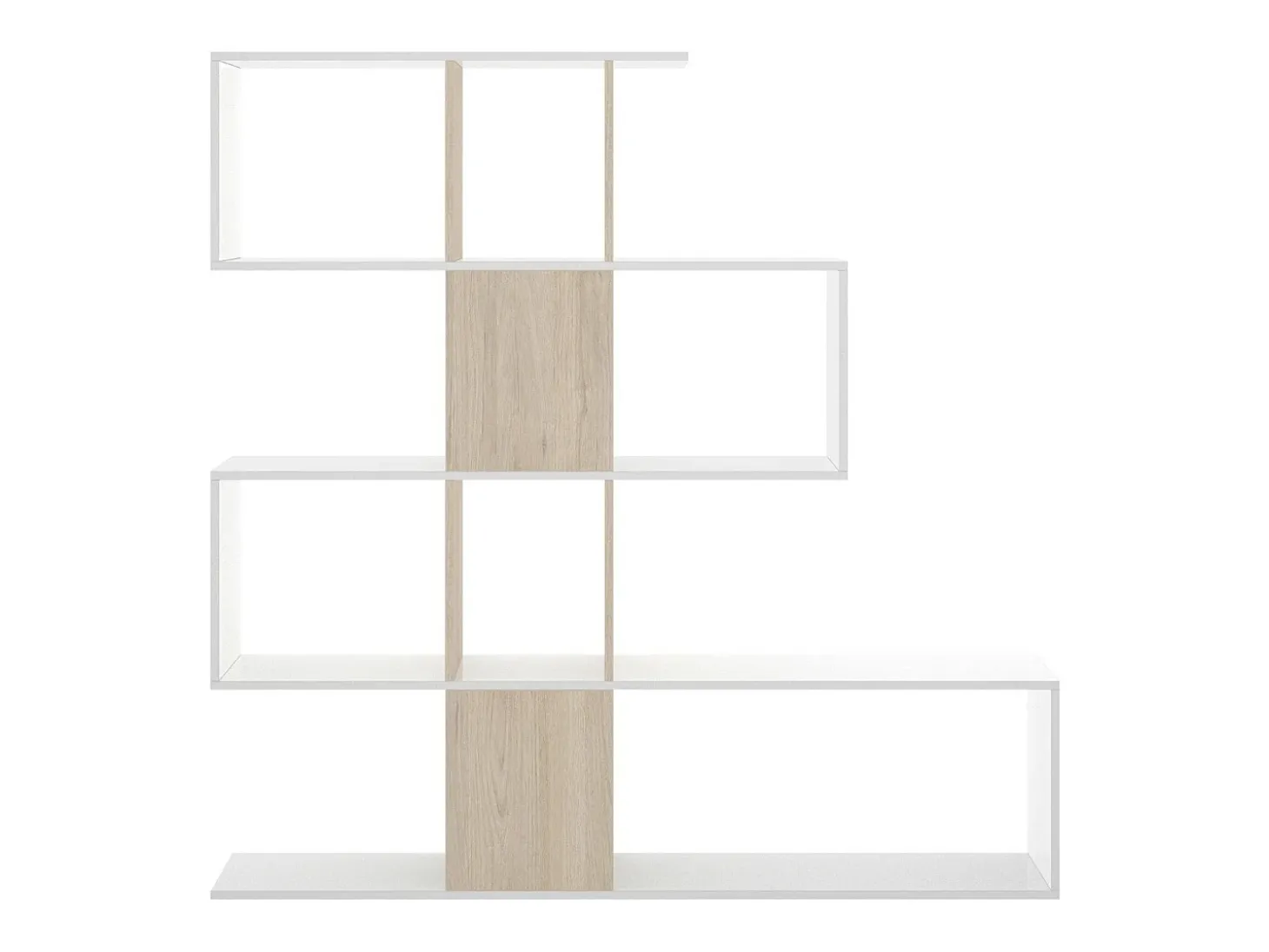 Estante Moneglia, Estante de escritório multiuso, Estante com 4 prateleiras, 145x29h145 cm, Branco e Carvalho