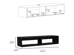 Estante multimédia em melamina Rockwood com duas prateleiras, 25.3 cm X 121.1 cm X 32 cm , Preto