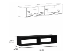 Estante multimédia em melamina Rockwood com duas prateleiras, 25.3 cm X 121.1 cm X 32 cm , Preto