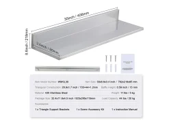 Estante Mural SucceBuy em Aço Inox 30 x 8,6 para Cozinha E Restaurante