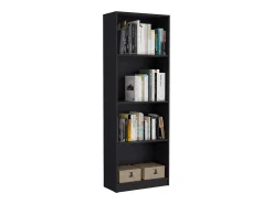Estante para escritório em casa em melamina com 4 prateleiras abertas, 180.59 cm X 62.73 cm X 29.71 cm , Preto