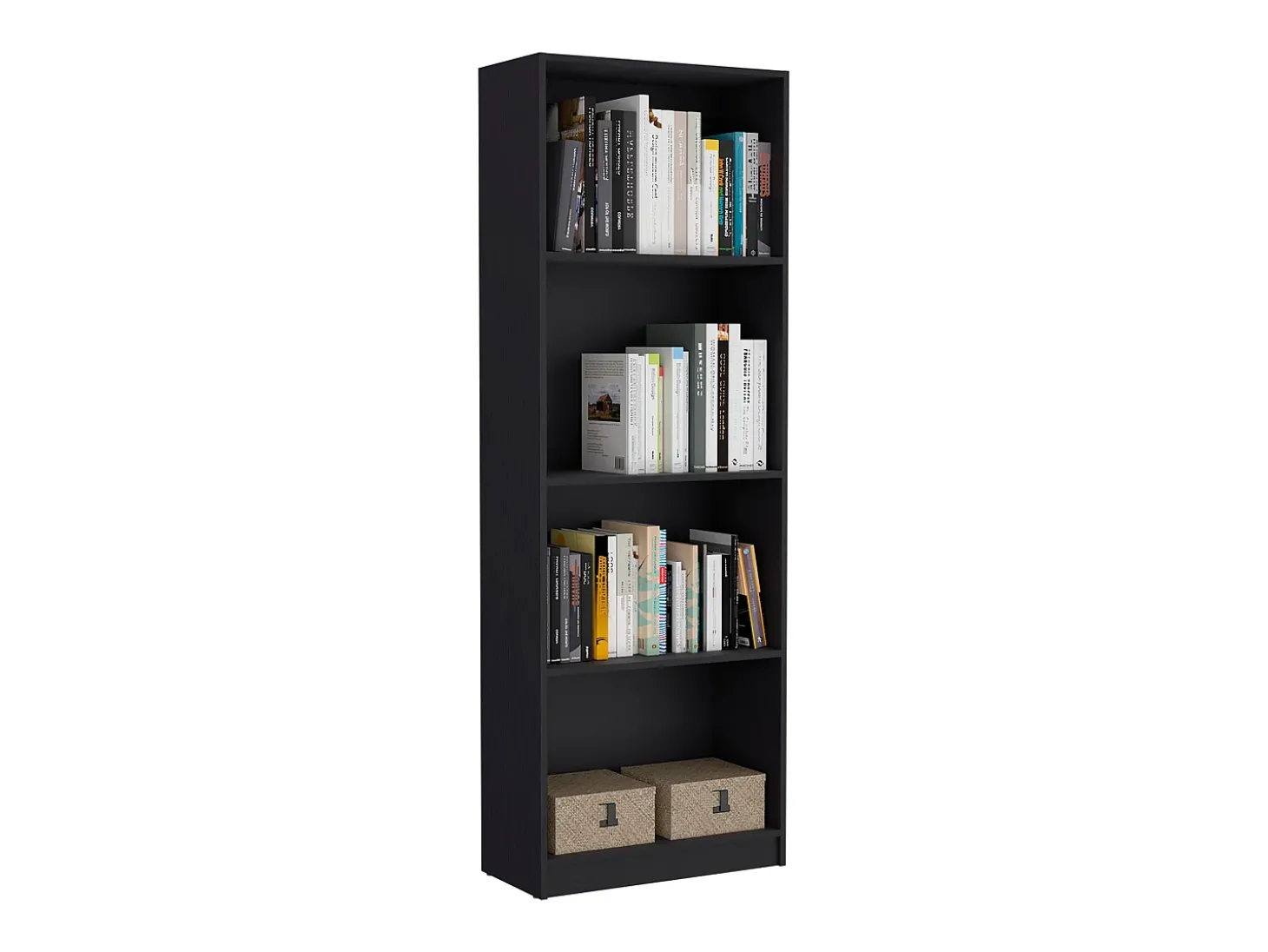 Estante para escritório em casa em melamina com 4 prateleiras abertas, 180.59 cm X 62.73 cm X 29.71 cm , Preto