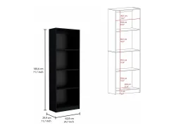 Estante para escritório em casa em melamina com 4 prateleiras abertas, 180.59 cm X 62.73 cm X 29.71 cm , Preto