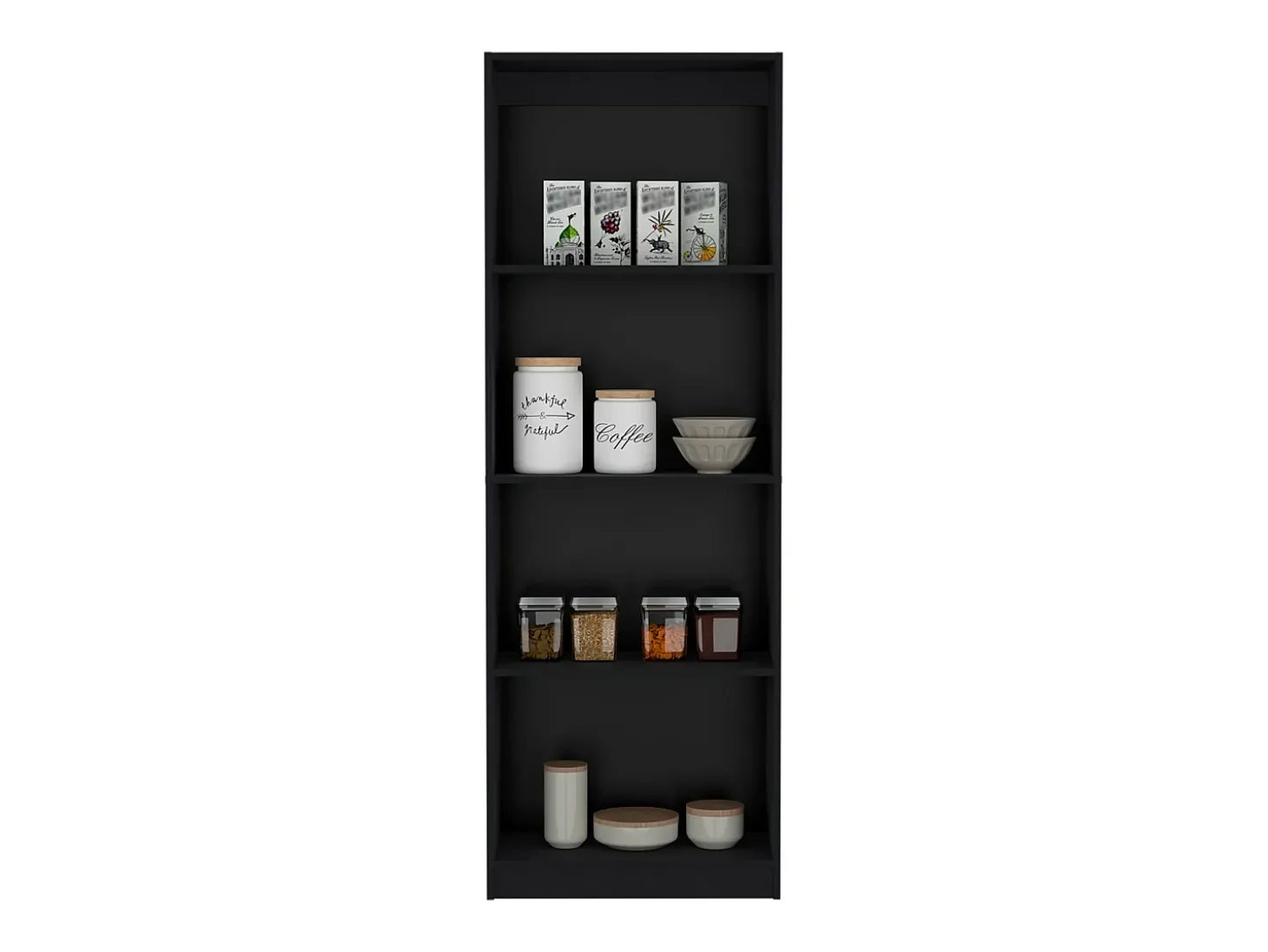 Estante para escritório em casa em melamina com 4 prateleiras abertas, 180.59 cm X 62.73 cm X 29.71 cm , Preto