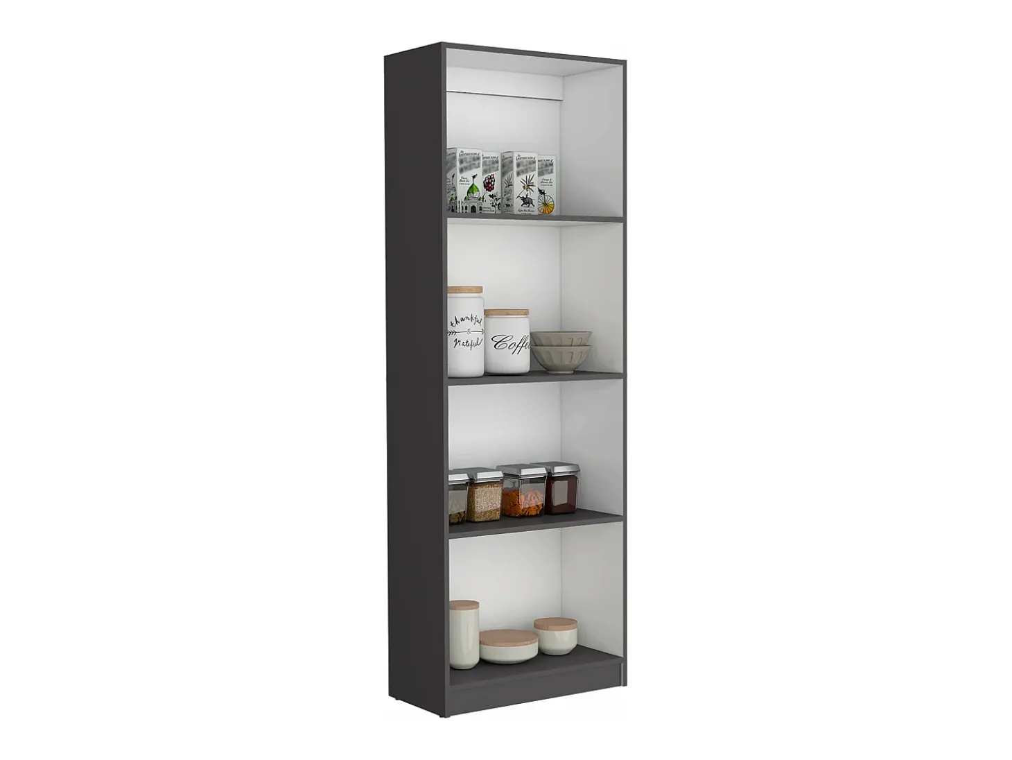 Estante para escritório em casa em melamina com 4 prateleiras abertas , 180.59 cm X 62.73 cm X 29.71 cm , Multicolor