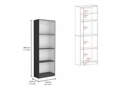 Estante para escritório em casa em melamina com 4 prateleiras abertas , 180.59 cm X 62.73 cm X 29.71 cm , Multicolor