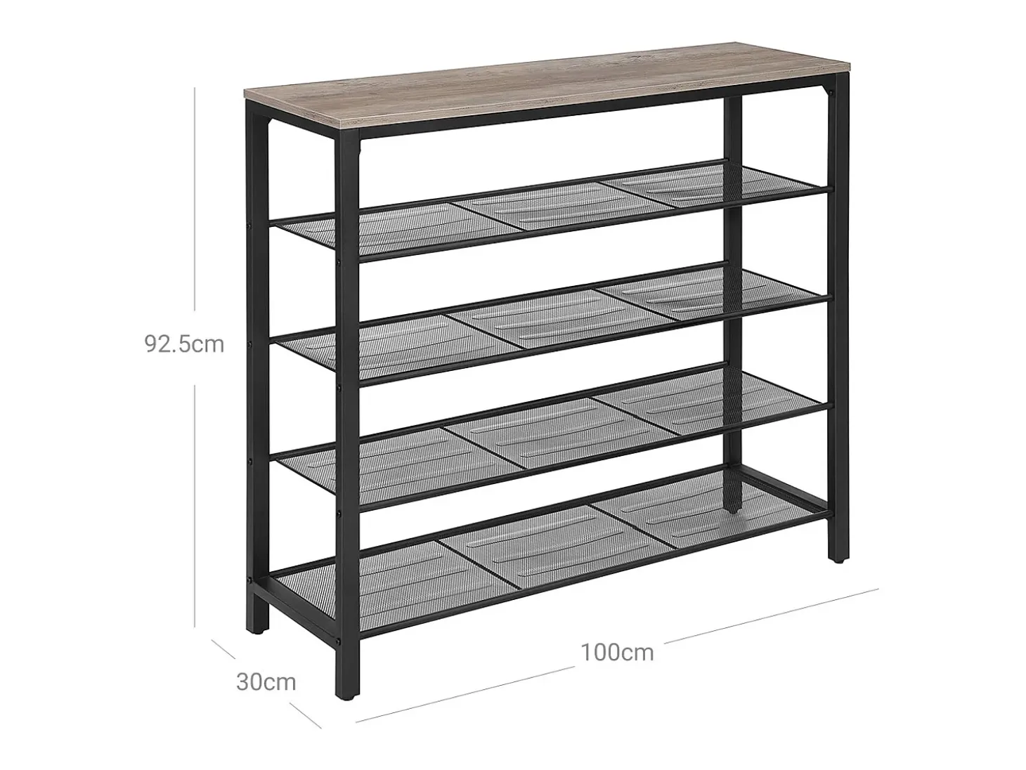 Estante para sapatos 100x30x92,5 cm branco preto Indestic