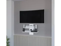 Estante para televisão Burgos em melamina com duas prateleiras , 43.7 cm X 60.1 cm X 30 cm , Branco