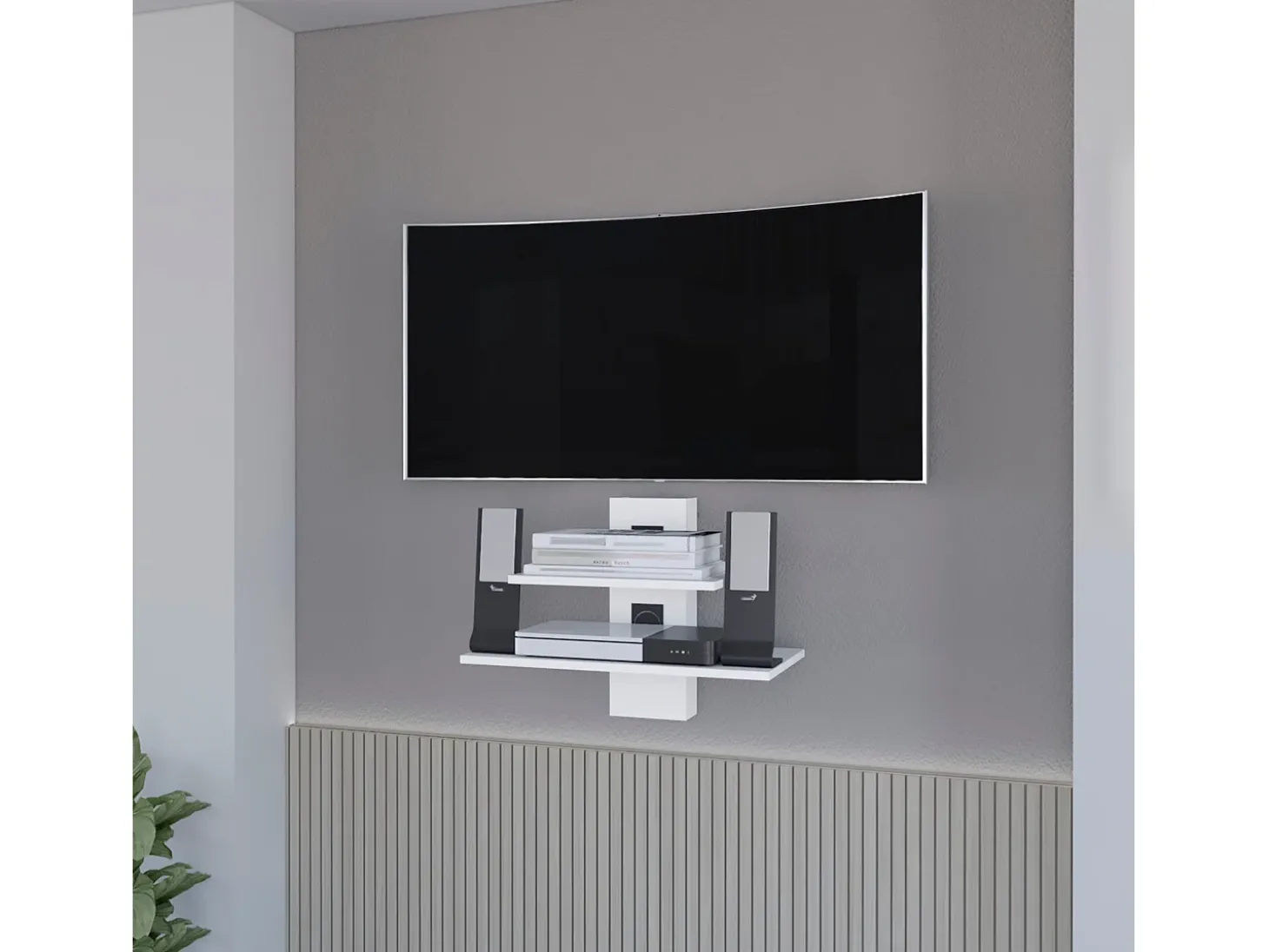 Estante para televisão Burgos em melamina com duas prateleiras , 43.7 cm X 60.1 cm X 30 cm , Branco