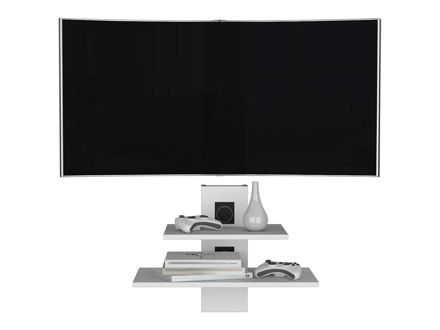 Estante para televisão Burgos em melamina com duas prateleiras , 43.7 cm X 60.1 cm X 30 cm , Branco