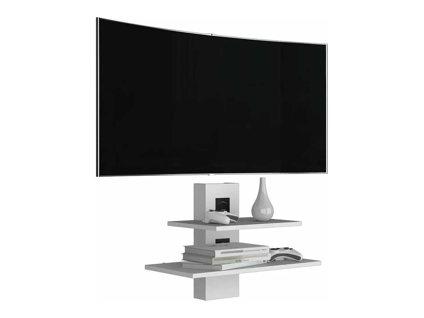 Estante para televisão Burgos em melamina com duas prateleiras , 43.7 cm X 60.1 cm X 30 cm , Branco