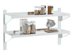 Estante parede 2 prateleiras 100x30x60 cm aço inoxidável prata PT646660
