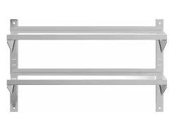 Estante parede 2 prateleiras 100x30x60 cm aço inoxidável prata PT646660