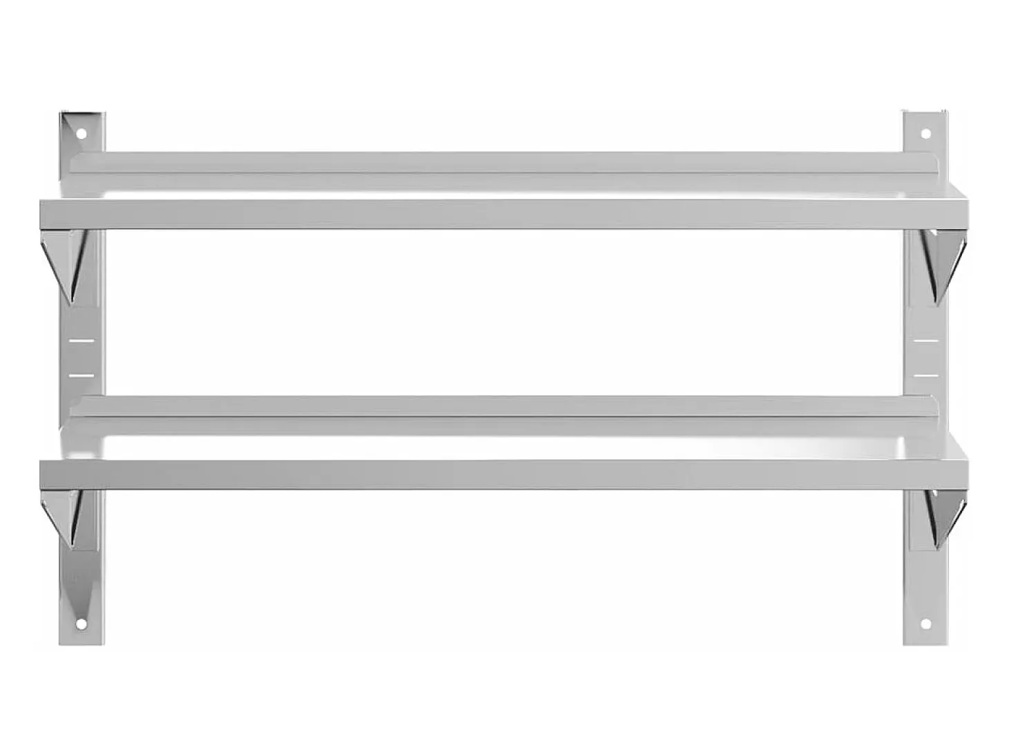 Estante parede 2 prateleiras 100x30x60 cm aço inoxidável prata PT646660
