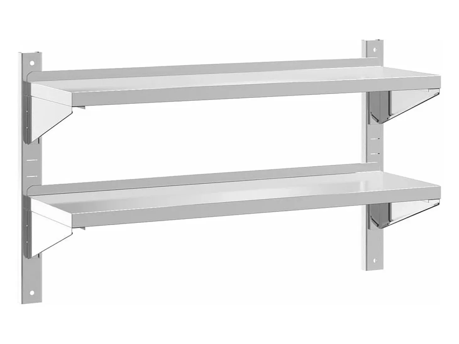 Estante parede 2 prateleiras 100x30x60 cm aço inoxidável prata PT646660