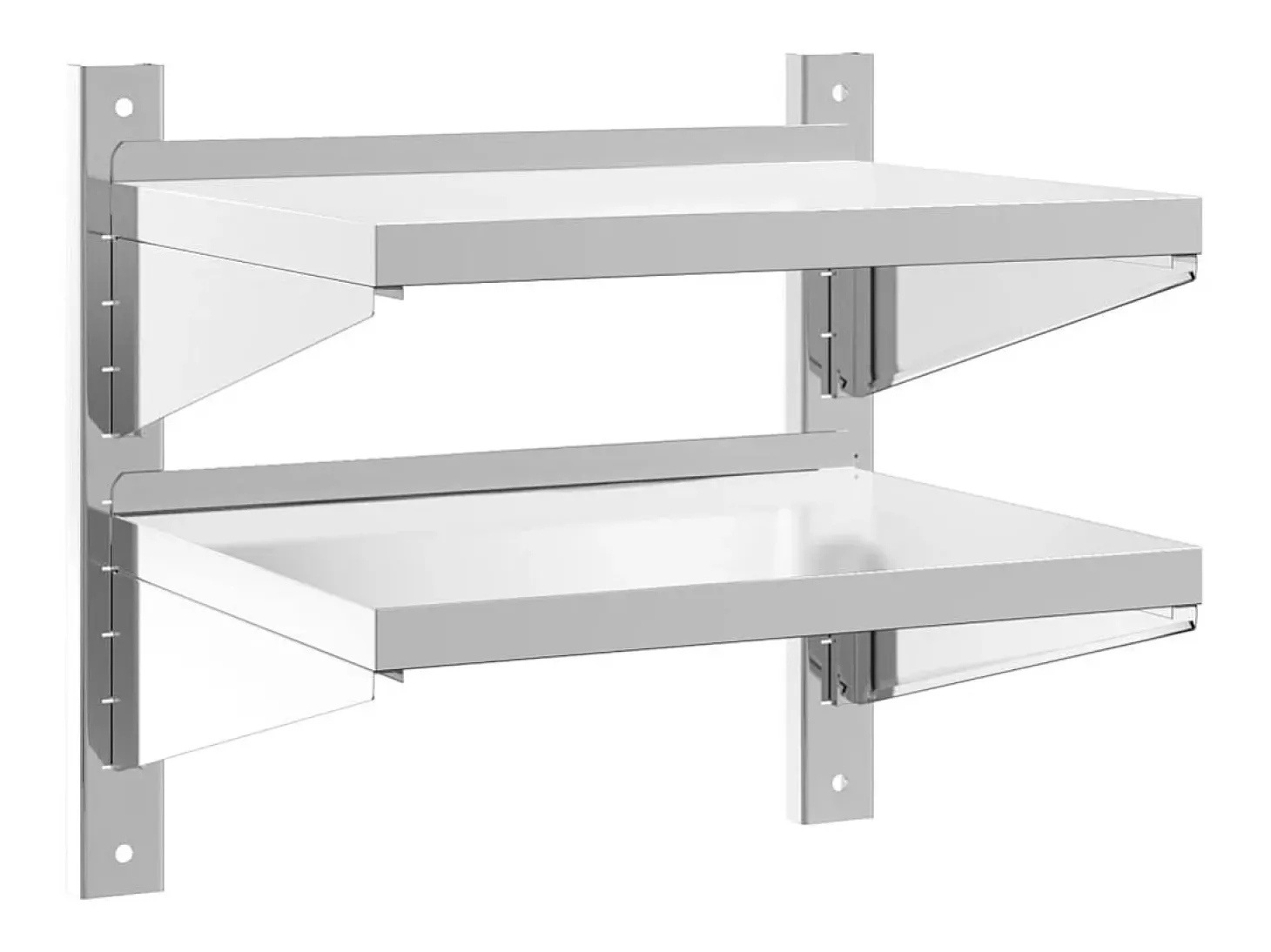 Estante parede 2 prateleiras 50x40x60 cm aço inoxidável prata PT439317