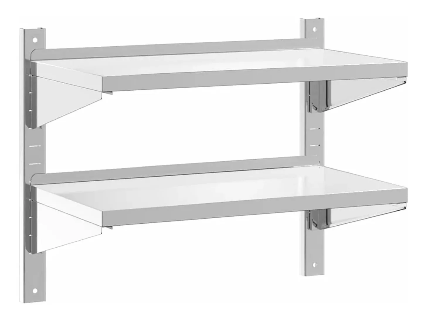 Estante parede 2 prateleiras 75x40x60 cm aço inoxidável prata PT440435