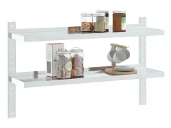 Estante parede 2 prateleiras 100x23,5x60cm aço inoxidável prata PT658574