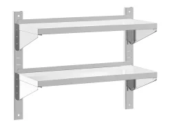 Estante parede 2 prateleiras 75x30x60 cm aço inoxidável prata