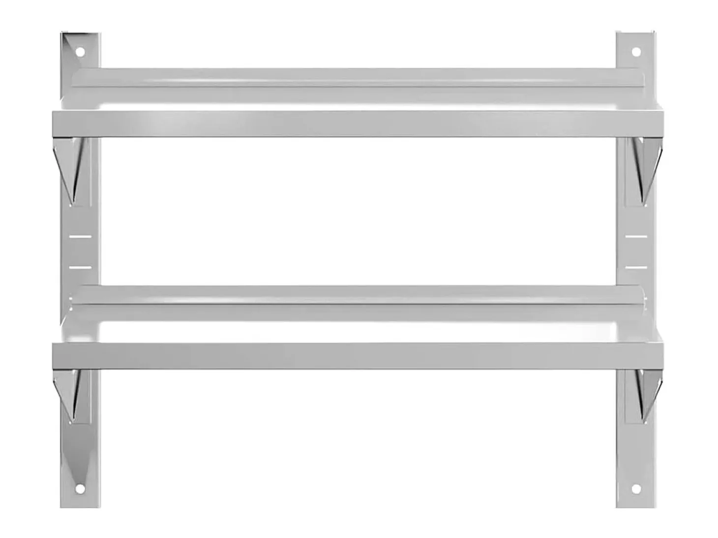 Estante parede 2 prateleiras 75x30x60 cm aço inoxidável prata