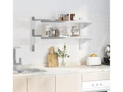 Estante parede 2 prateleiras 100x40x60 cm aço inoxidável prata PT588774