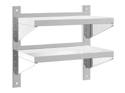 Estante parede 2 prateleiras 50x30x48 cm aço inoxidável prata