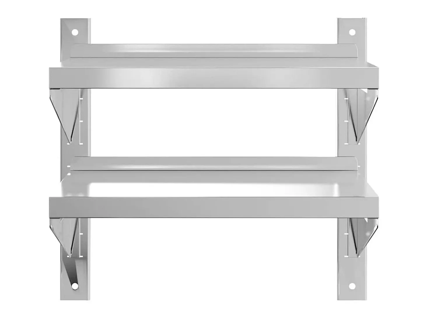 Estante parede 2 prateleiras 50x30x48 cm aço inoxidável prata