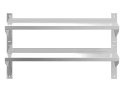 Estante parede 2 prateleiras 100x23,5x60cm aço inoxidável prata