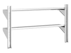 Estante parede 2 prateleiras 100x23,5x60cm aço inoxidável prata